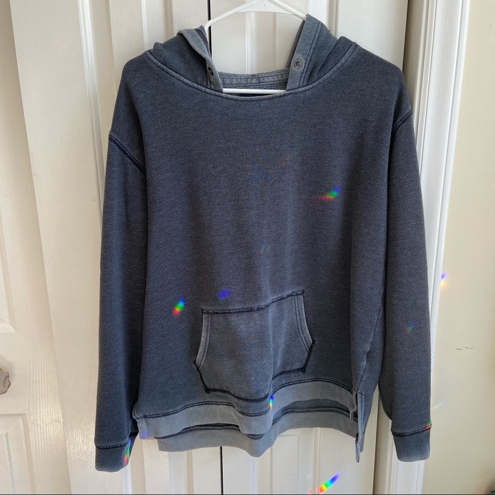 American Eagle Outfitters Gray Distressed Hoodie